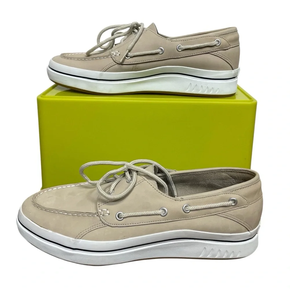 Sperry Men's Top Sider Beige Leather Boat Shoes Size 10.5